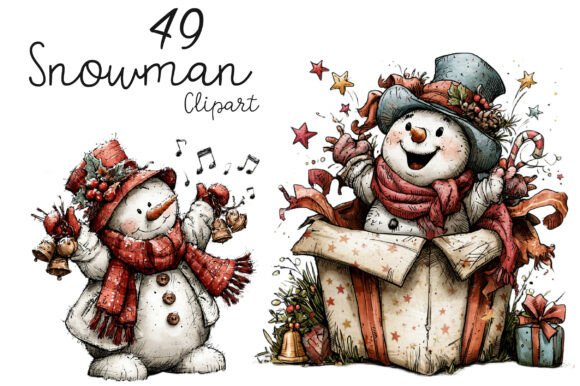 Download Christmas Whimsical Snowman Clipart - Snow Collection
