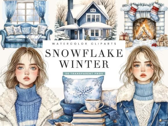 Download Cozy Snowflake Winter Clipart Bundle - Snow Collection